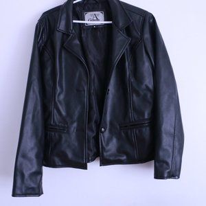 Vintage Black Faux Leather Jacket Size M